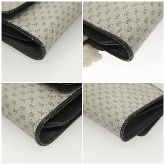 GUCCI Micro GG Supreme Shoulder Bag PVC Navy Gold 89 02 050 Auth BA3432 - Picture 14 of 16